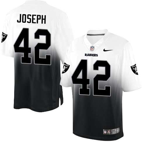 Nike Raiders #42 Karl Joseph White/Black Men's Stitched NFL Elite Fadeaway Fashion Jersey - Click Image to Close
